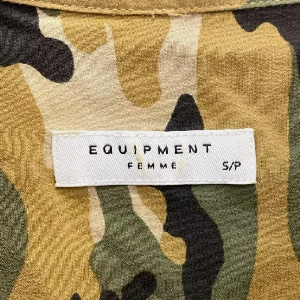 Equipment Femme 100% Silk Shirt Dress Remy Utility Pockets Camo Camouflage Small - Picture 10 of 11